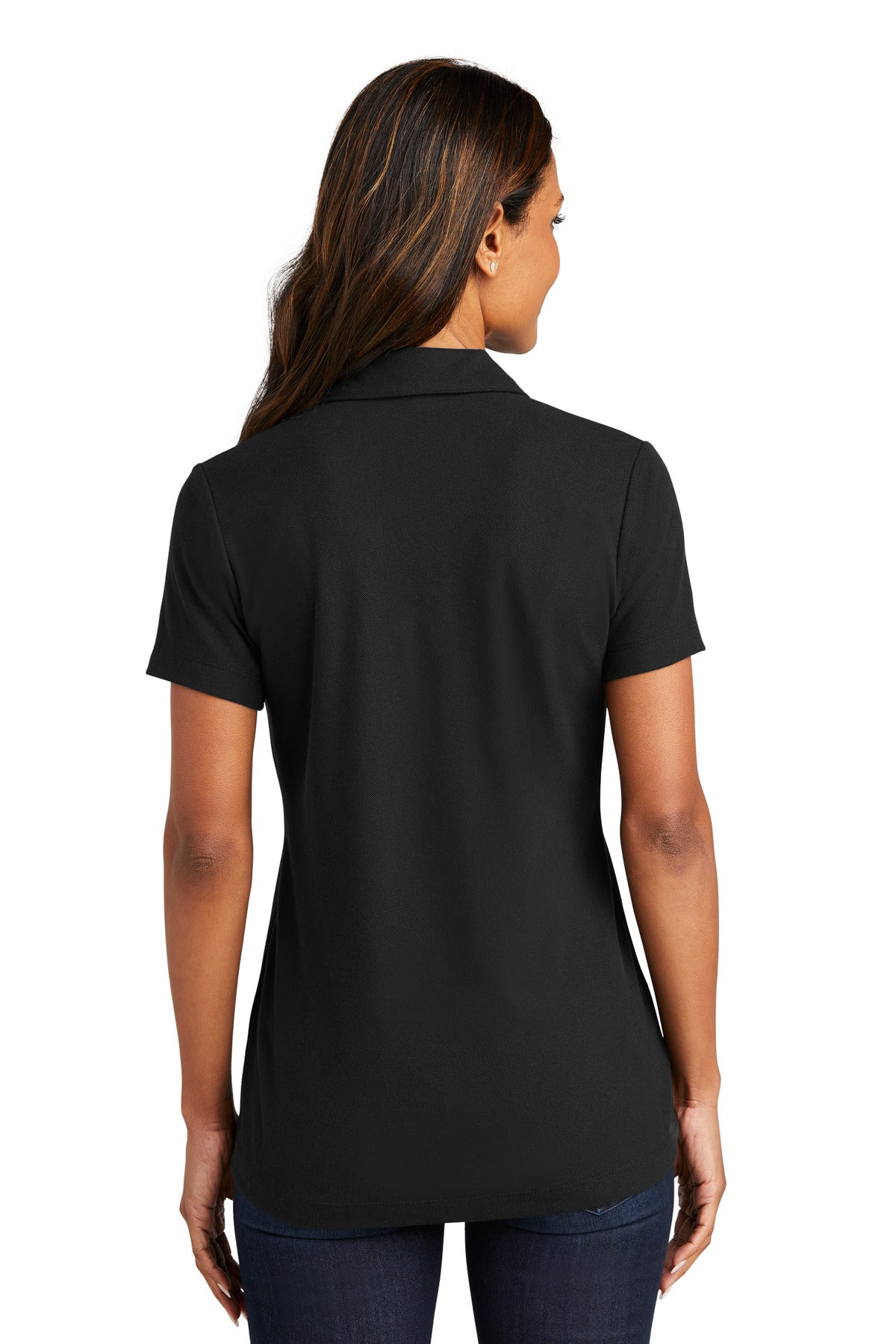 Custom Embroidered Port Authority Women's C-FREE Cotton Blend Pique Polo LK867,Black