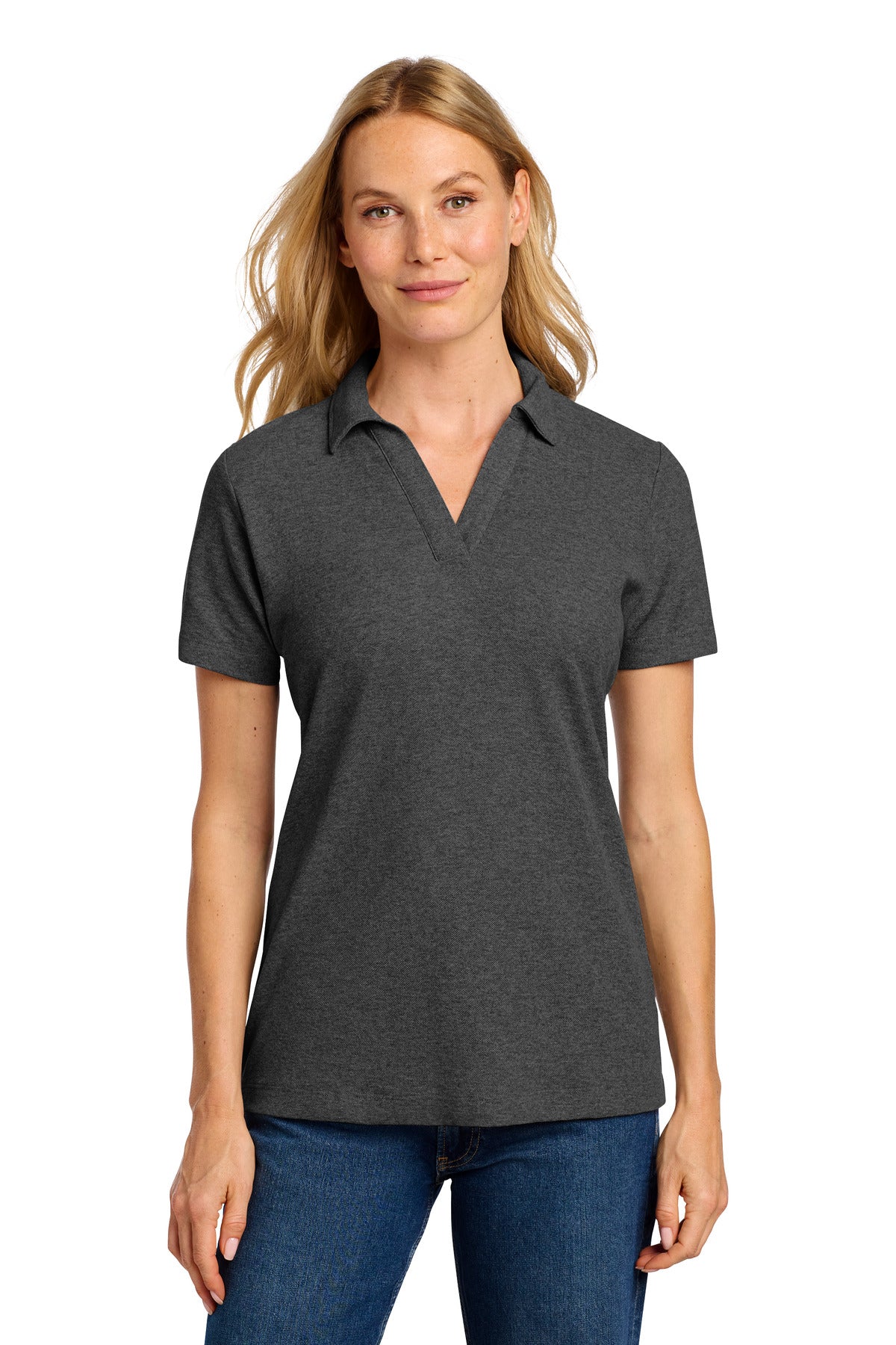 Custom Embroidered Port Authority Polos/Knits in Charcoal Heather