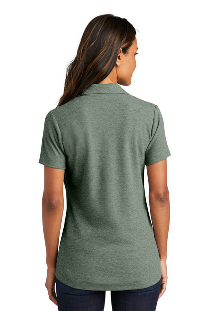 Custom Embroidered Port Authority Women's C-FREE Cotton Blend Pique Polo LK867,Dark Green Heather