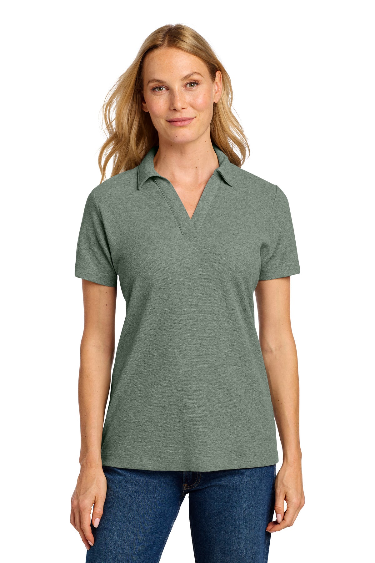 Custom Embroidered Port Authority Polos/Knits in Dark Green Heather