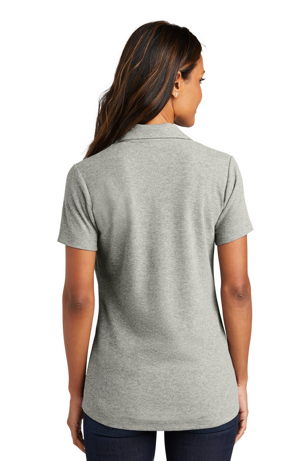 Custom Embroidered Port Authority Women's C-FREE Cotton Blend Pique Polo LK867,Deep Smoke Heather