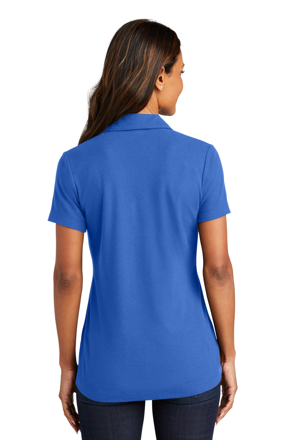 Custom Embroidered Port Authority Women's C-FREE Cotton Blend Pique Polo LK867,True Blue