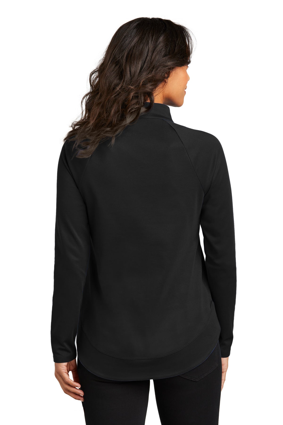 Custom Embroidered Port Authority Women's C-FREE Cypress 1/4-Zip LK870,Deep Black