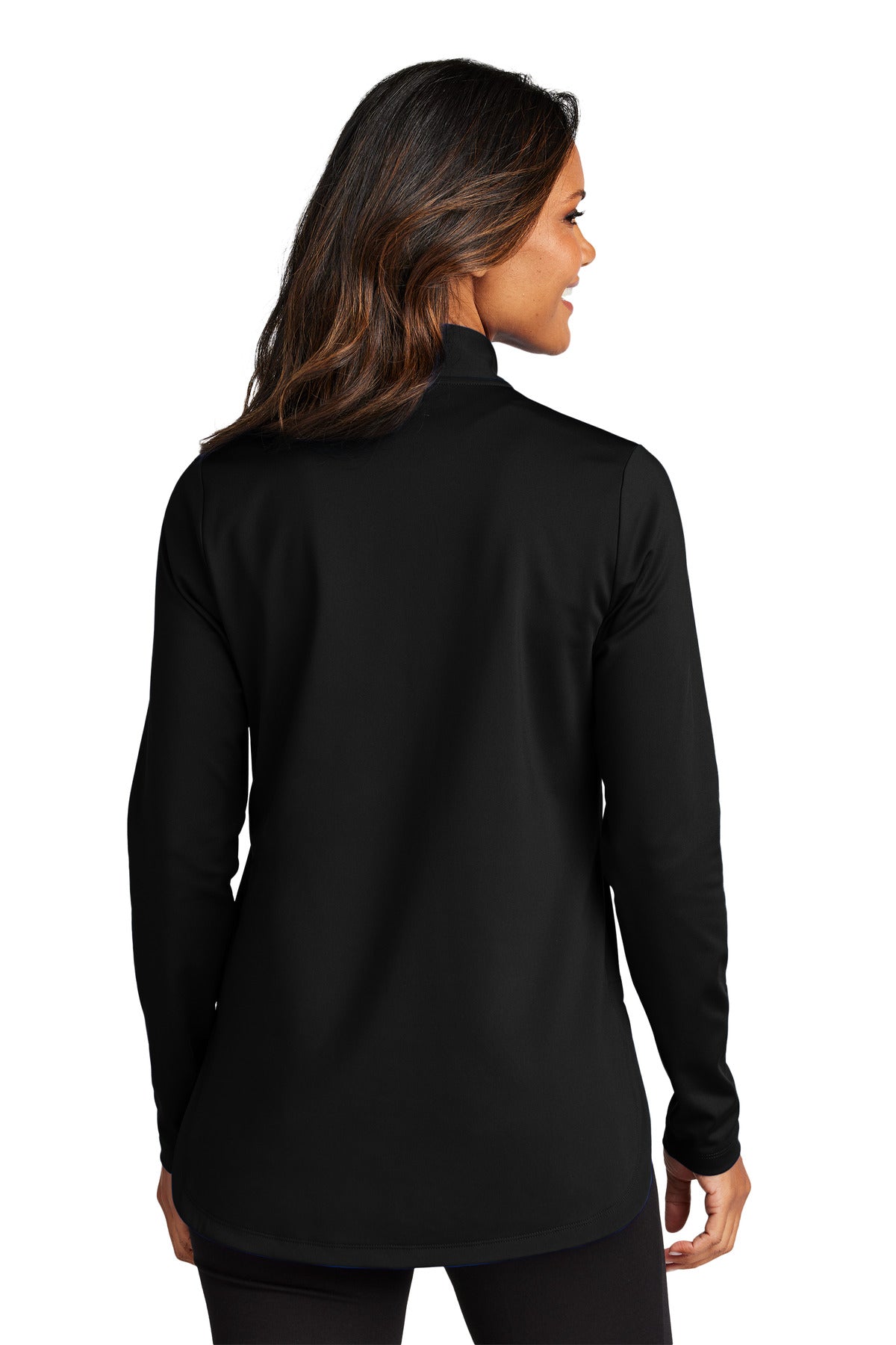 Custom Embroidered Port Authority Women's C-FREE Double Knit 1/4-Zip LK880,Deep Black