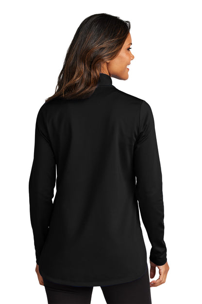 Custom Embroidered Port Authority Women's C-FREE Double Knit 1/4-Zip LK880,Deep Black