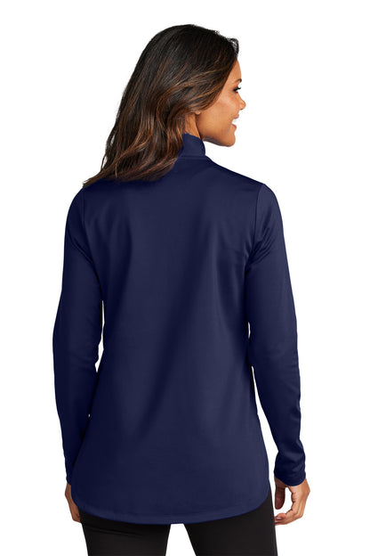Custom Embroidered Port Authority Women's C-FREE Double Knit 1/4-Zip LK880,True Navy