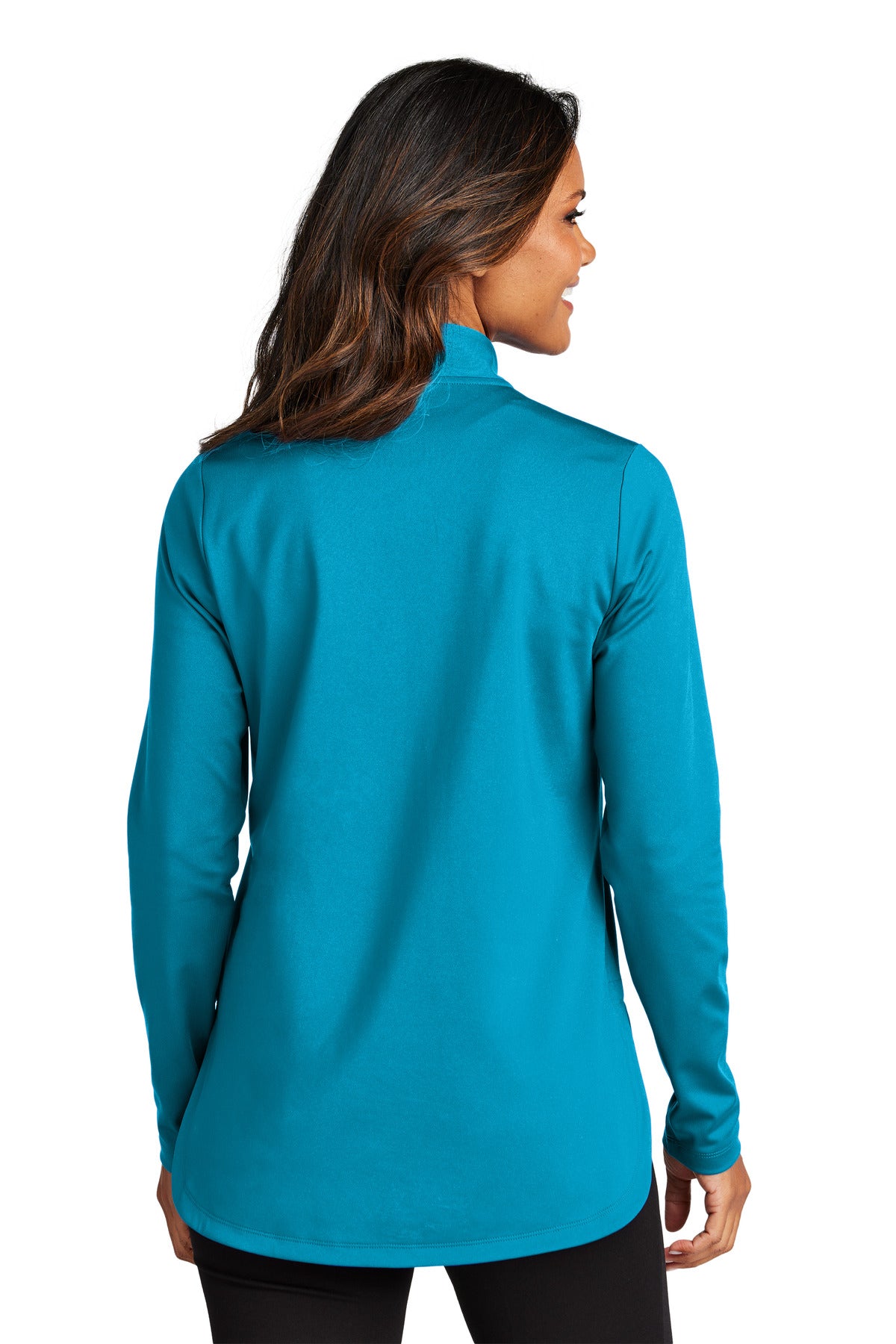 Custom Embroidered Port Authority Women's C-FREE Double Knit 1/4-Zip LK880,Parcel Blue