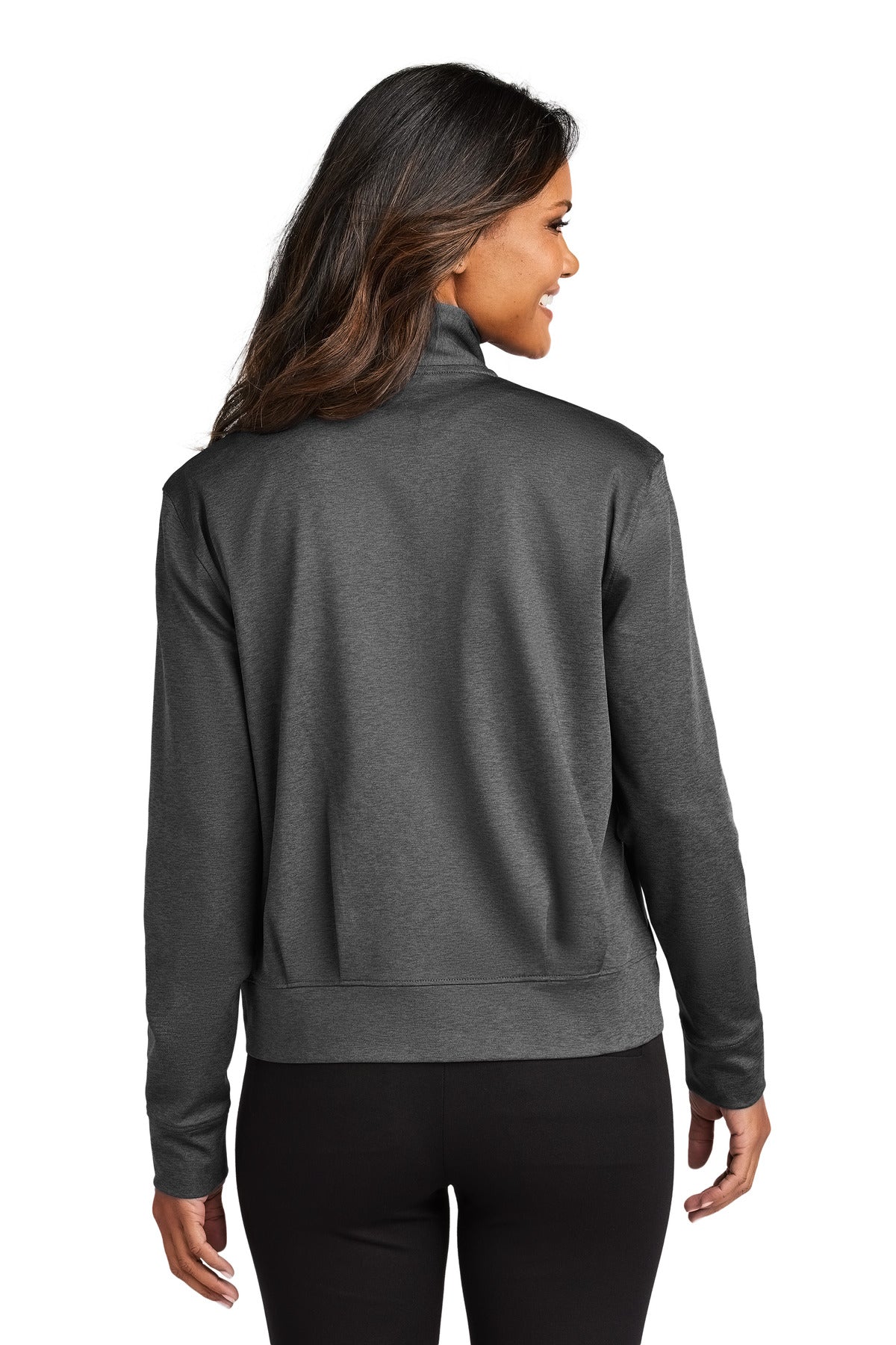 Custom Embroidered Port Authority Women's C-FREE Double Knit Full-Zip LK881,Grey Steel Heather