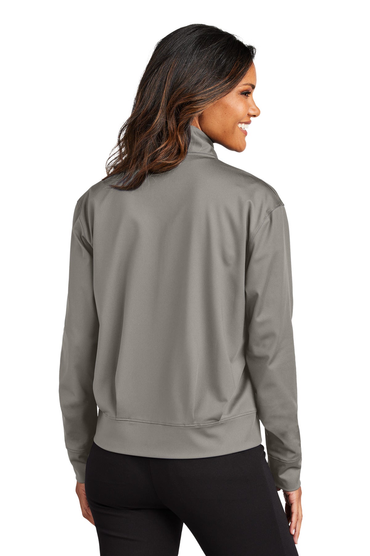 Custom Embroidered Port Authority Women's C-FREE Double Knit Full-Zip LK881,Smoke Grey