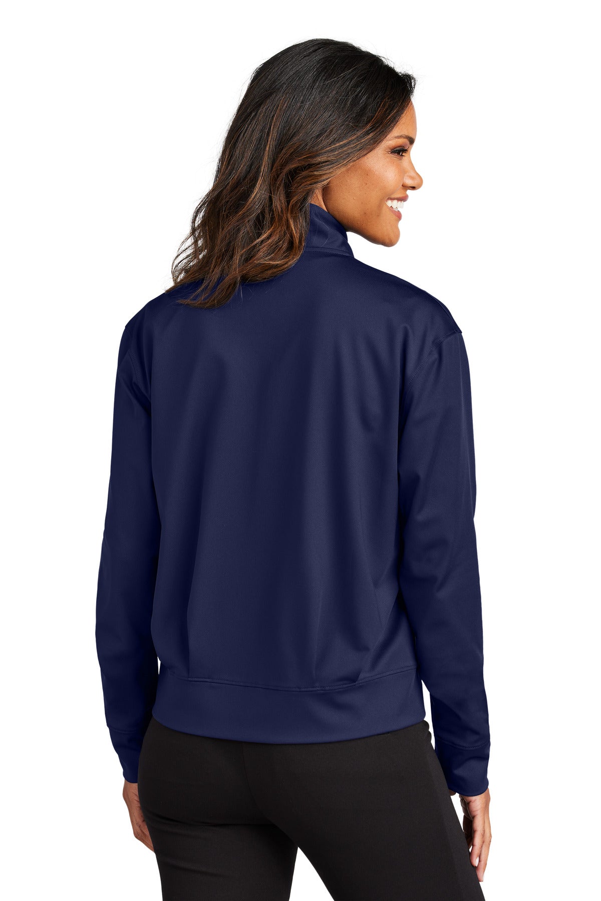 Custom Embroidered Port Authority Women's C-FREE Double Knit Full-Zip LK881,True Navy