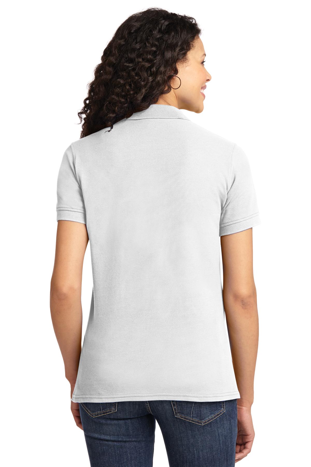 Custom Embroidered Port & Company Women's Core Blend Pique Polo. LKP155,White