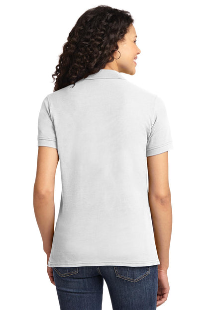 Custom Embroidered Port & Company Women's Core Blend Pique Polo. LKP155,White