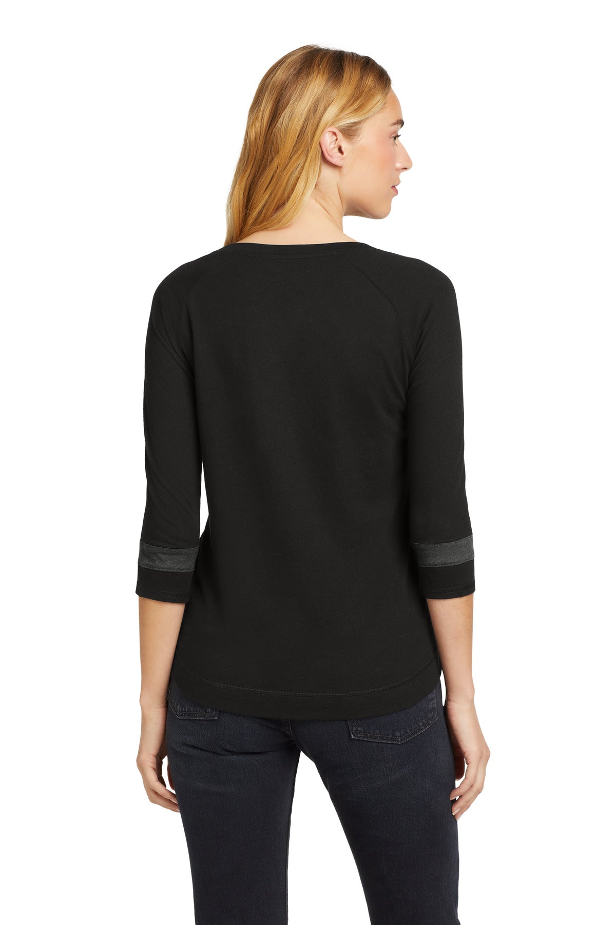 Custom Embroidered New Era  Women's Tri-Blend 3/4-Sleeve Tee LNEA136,Black Solid/ Graphite