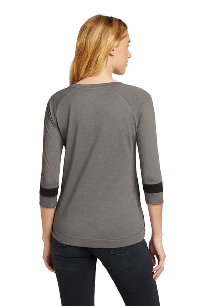 Custom Embroidered New Era  Women's Tri-Blend 3/4-Sleeve Tee LNEA136,Shadow Grey/ Black Solid