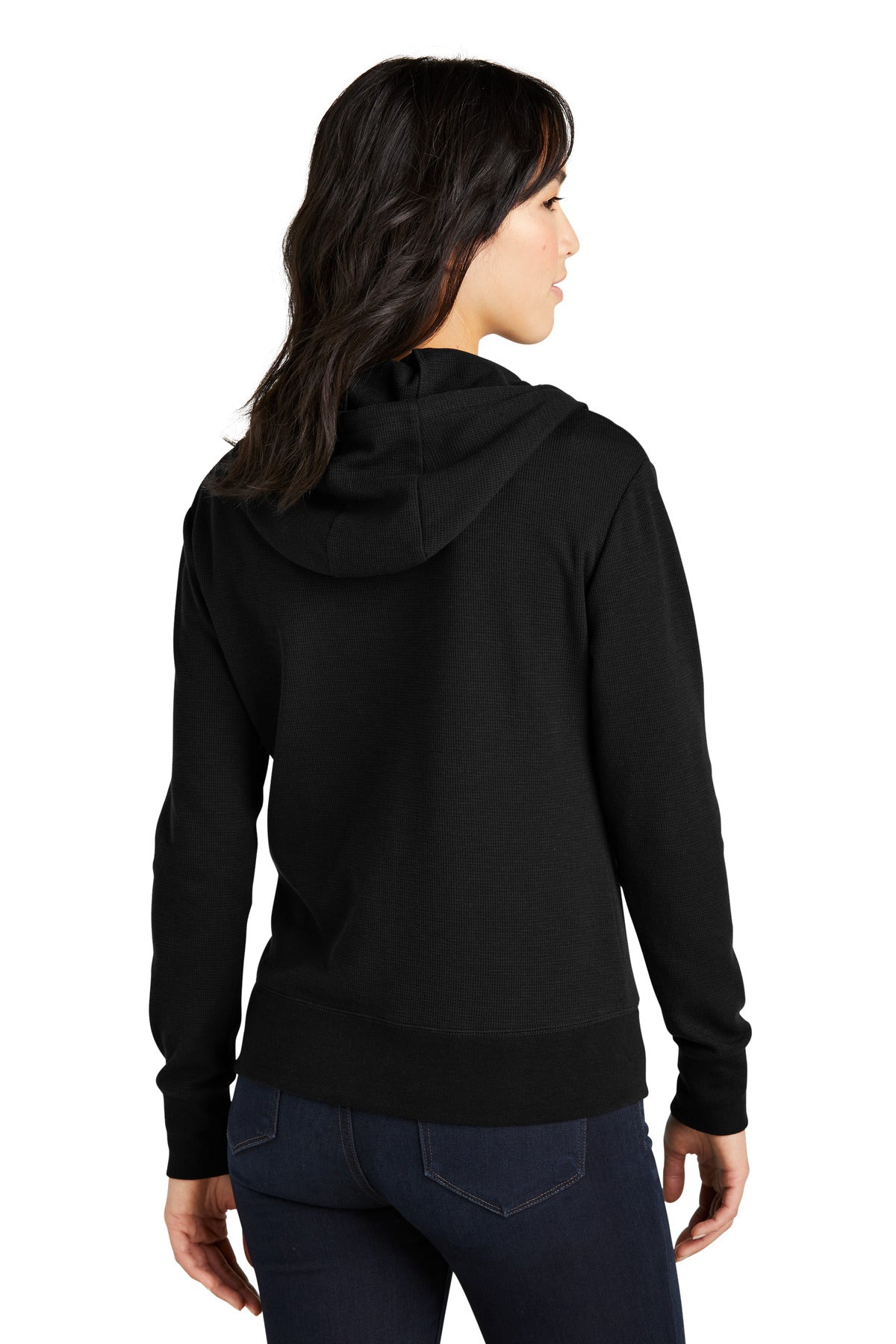 Custom Embroidered New Era Women's Thermal Full-Zip Hoodie LNEA141,Black