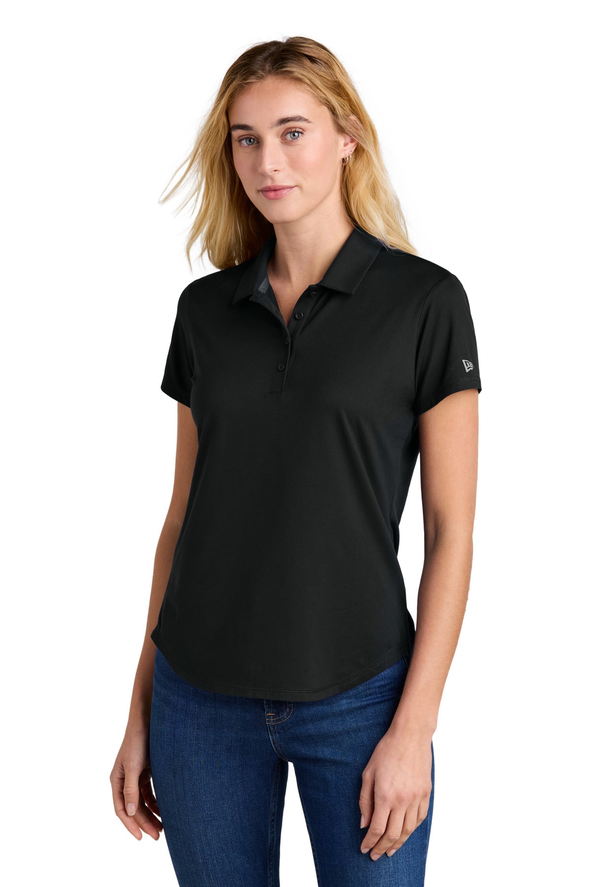 Custom Embroidered New Era Polos/Knits in Black