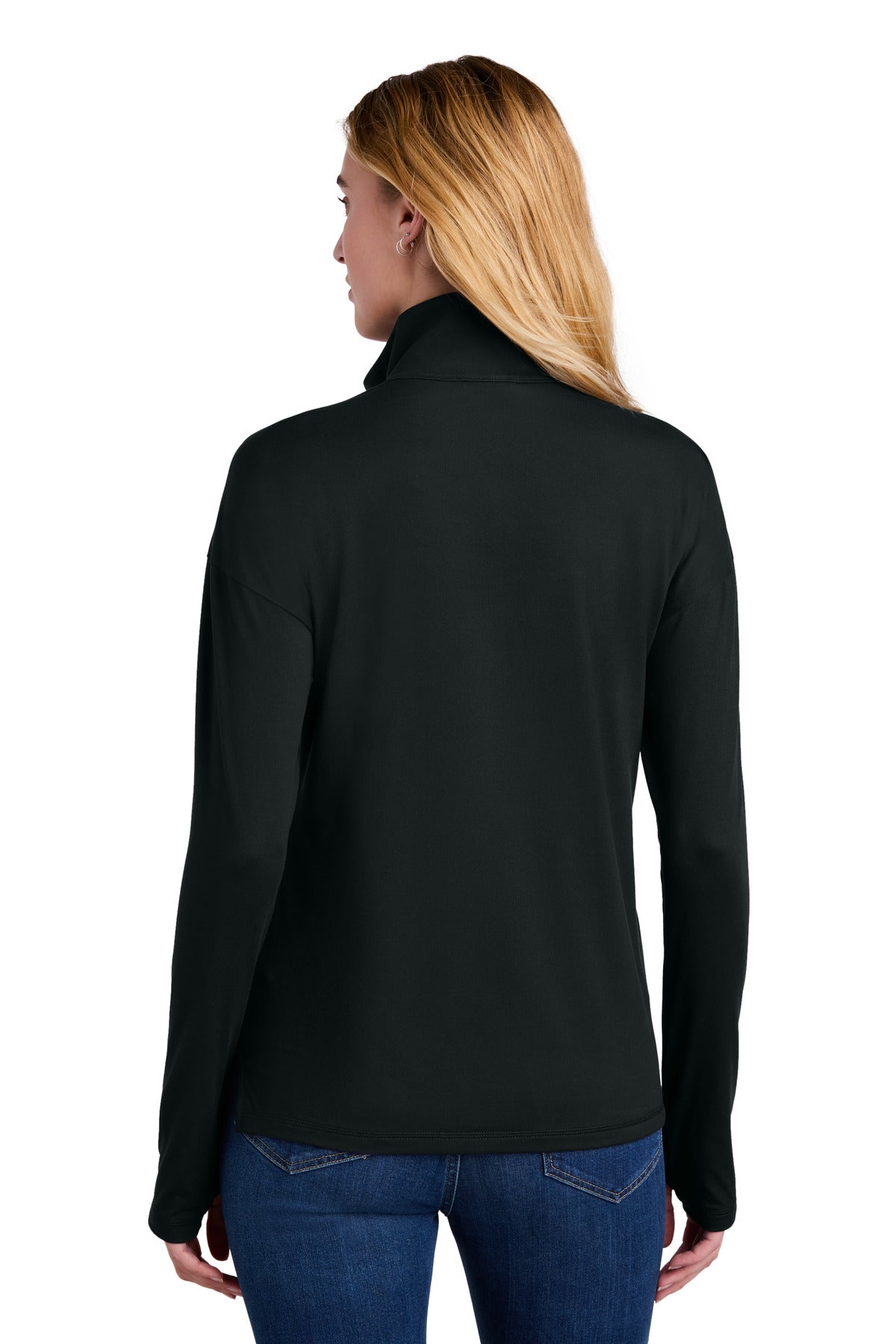 Custom Embroidered New Era Women's Power 1/2-Zip LNEA228,Black