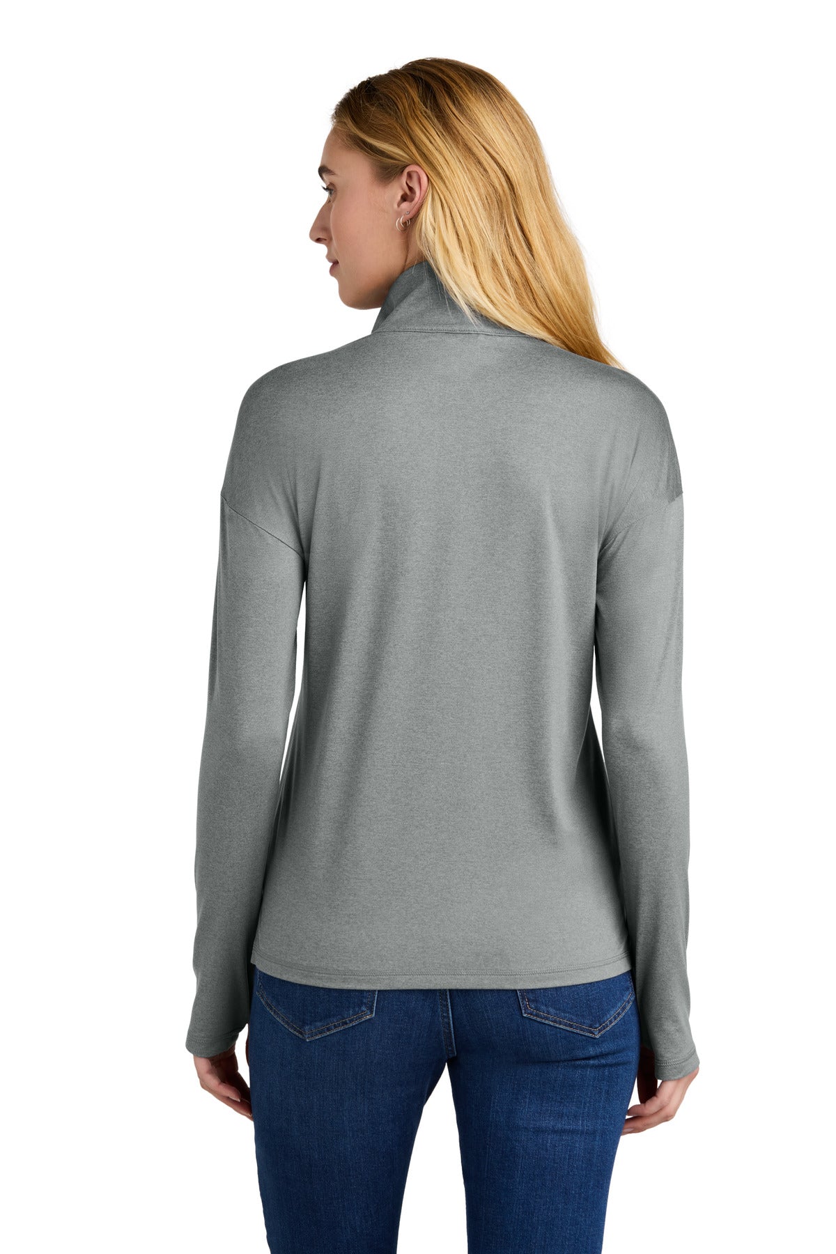 Custom Embroidered New Era Women's Power 1/2-Zip LNEA228,Shadow Grey Heather
