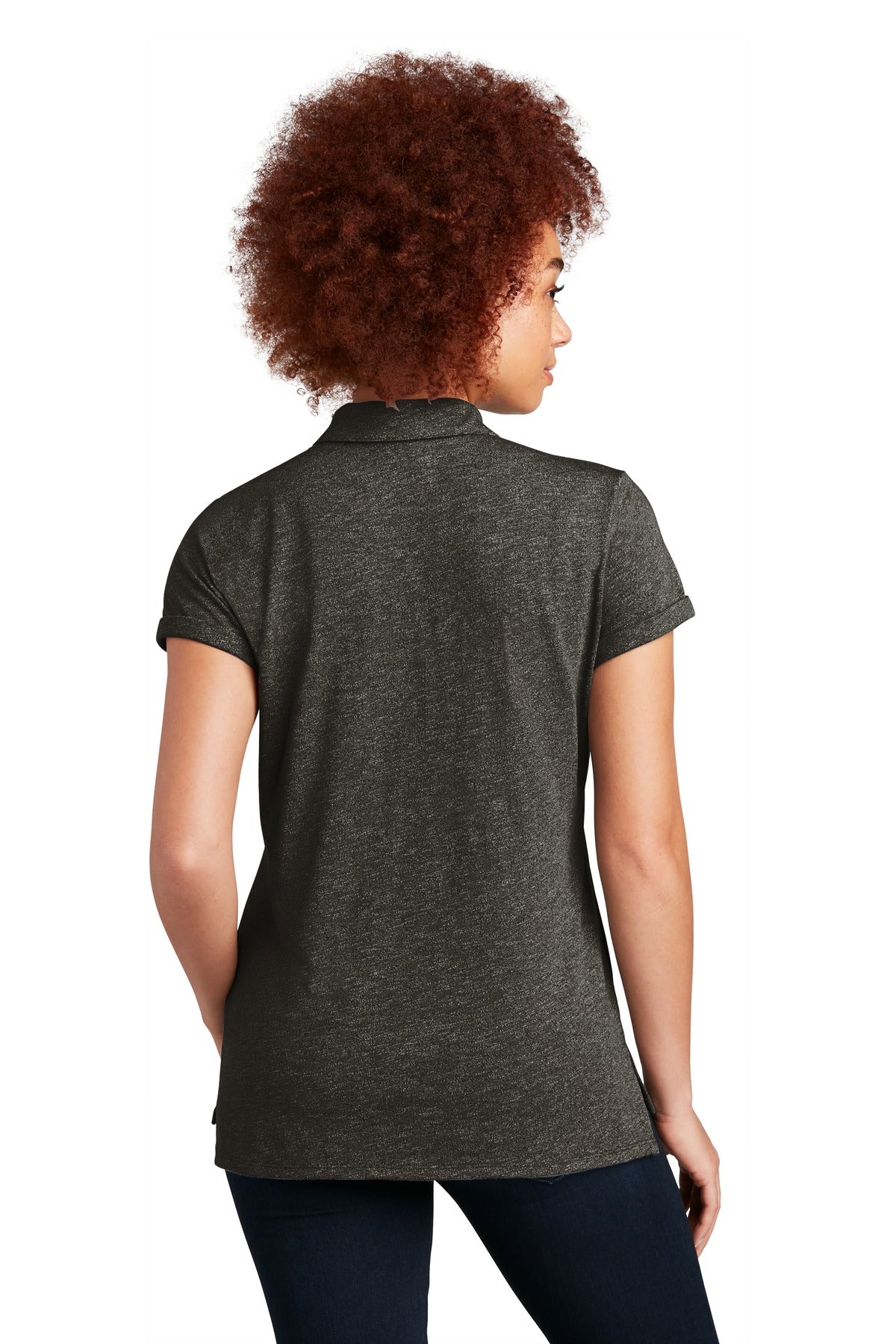 Custom Embroidered New Era  Women's Slub Twist Polo LNEA301,Black Twist