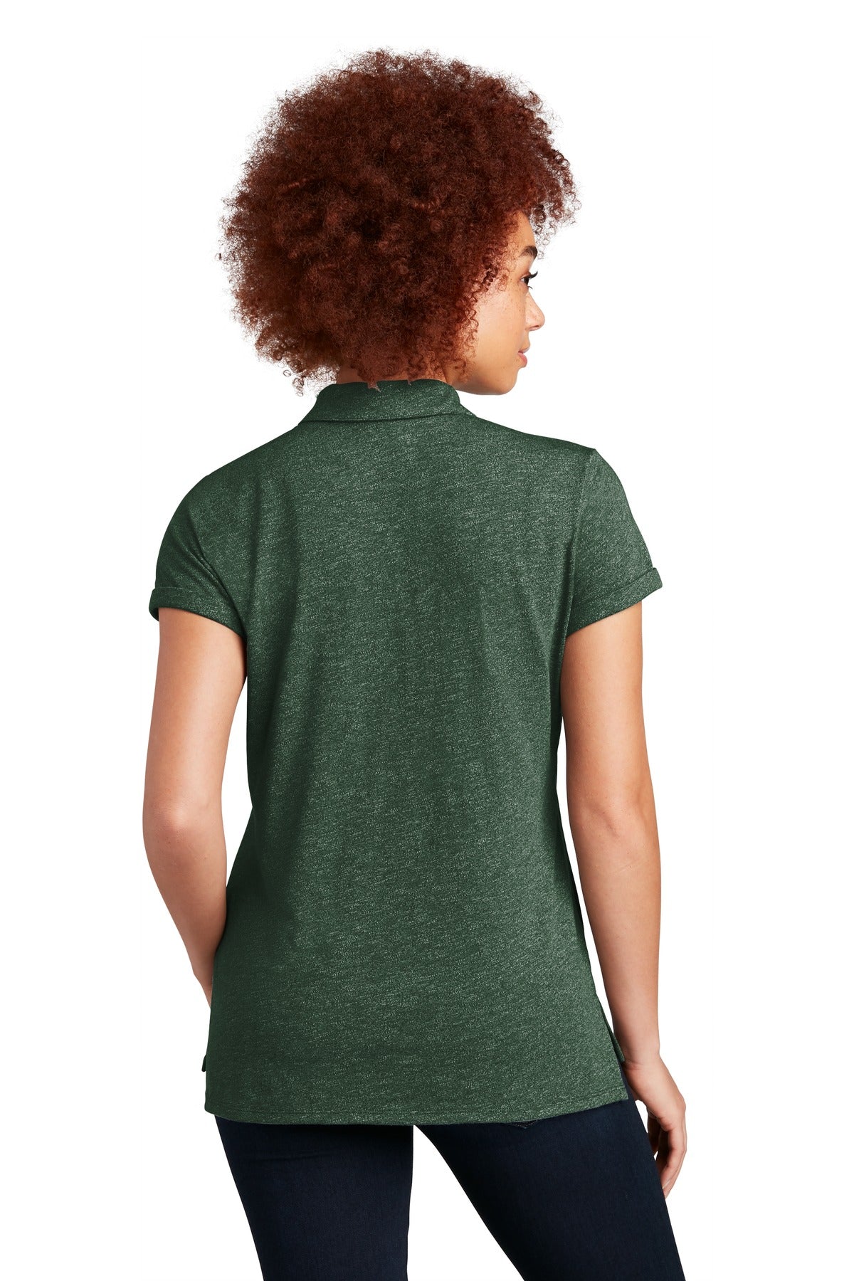 Custom Embroidered New Era  Women's Slub Twist Polo LNEA301,Dark Green Twist