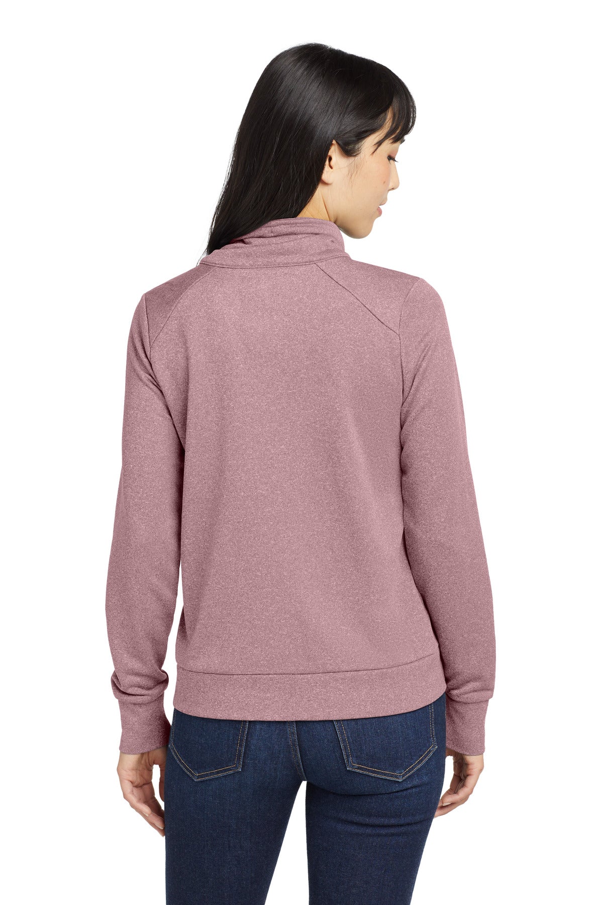 Custom Embroidered New Era Women's Performance Terry Full-Zip Cowl LNEA530,Dusty Mauve Heather