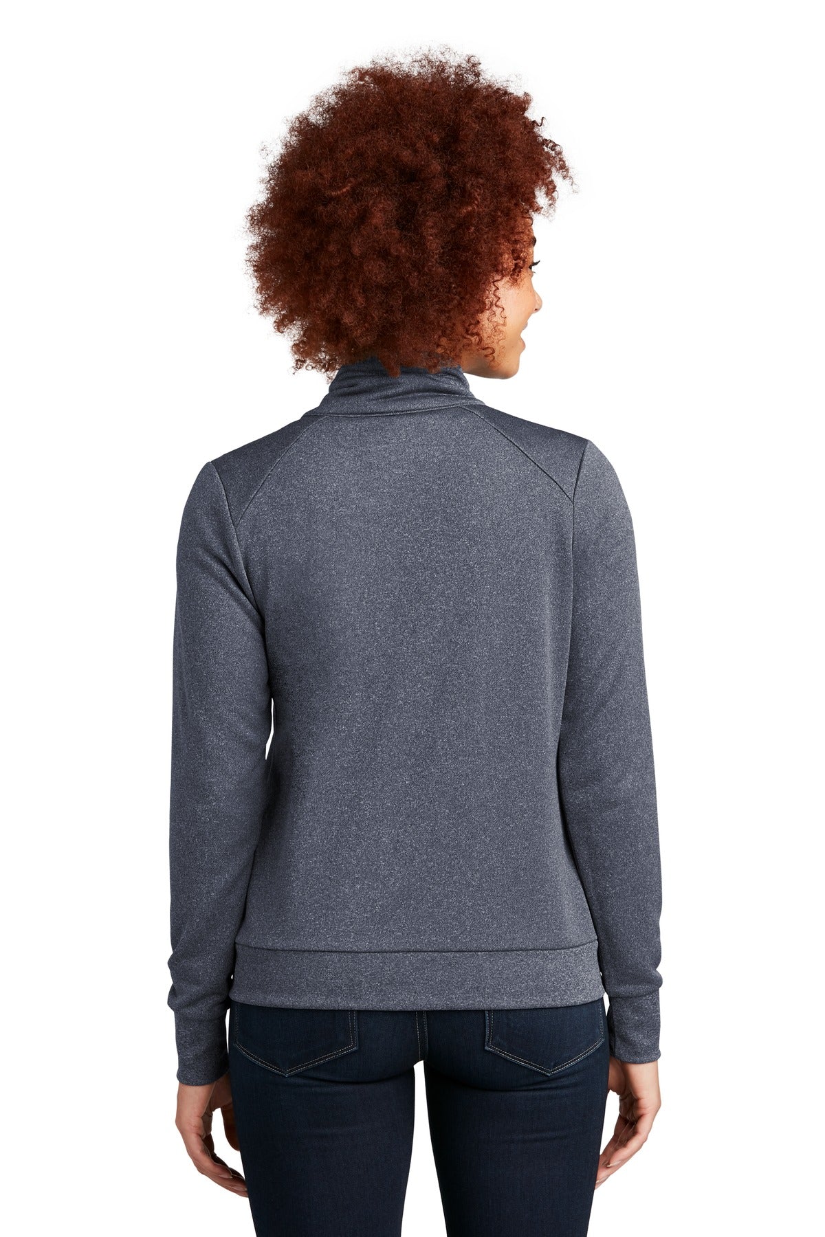Custom Embroidered New Era Women's Performance Terry Full-Zip Cowl LNEA530,True Navy Heather