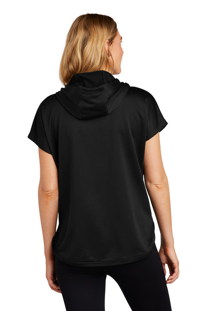 Custom Embroidered New Era  Women's Performance Terry Short Sleeve Hoodie LNEA533,Black