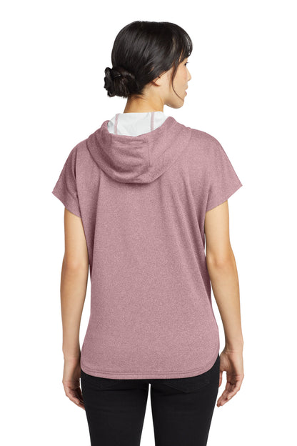 Custom Embroidered New Era  Women's Performance Terry Short Sleeve Hoodie LNEA533,Dusty Mauve Heather