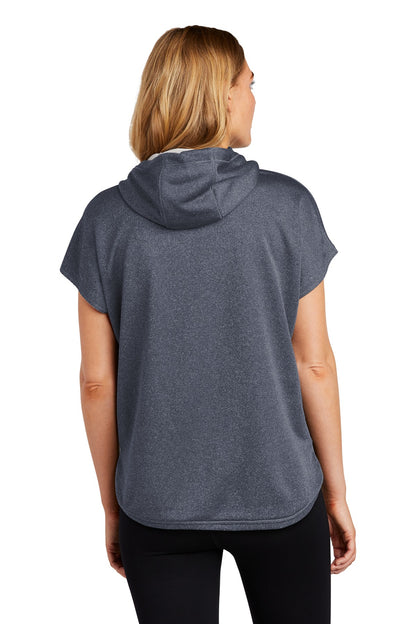 Custom Embroidered New Era  Women's Performance Terry Short Sleeve Hoodie LNEA533,True Navy Heather