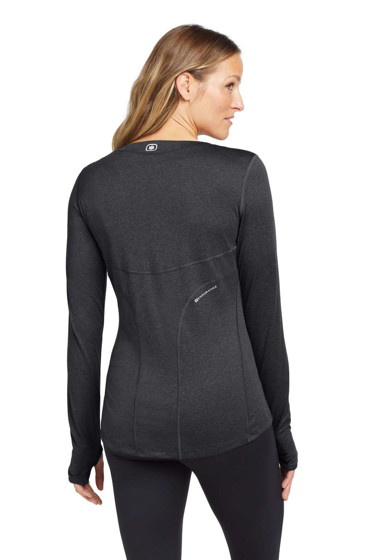 Custom Embroidered OGIO Women's Long Sleeve Pulse Crew. LOE321,Blacktop