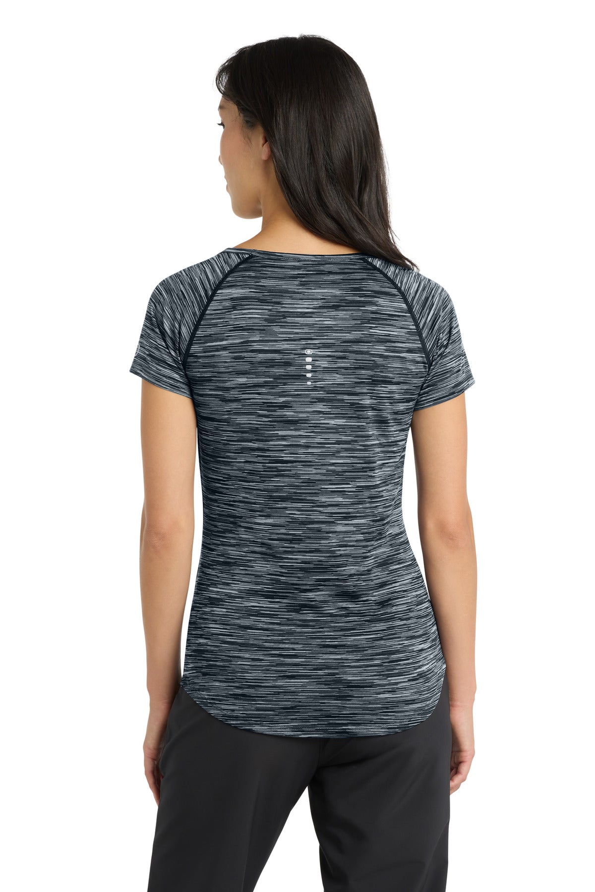Custom Embroidered OGIO  Women's Verge Scoop Neck. LOE326,Blacktop Space Dye