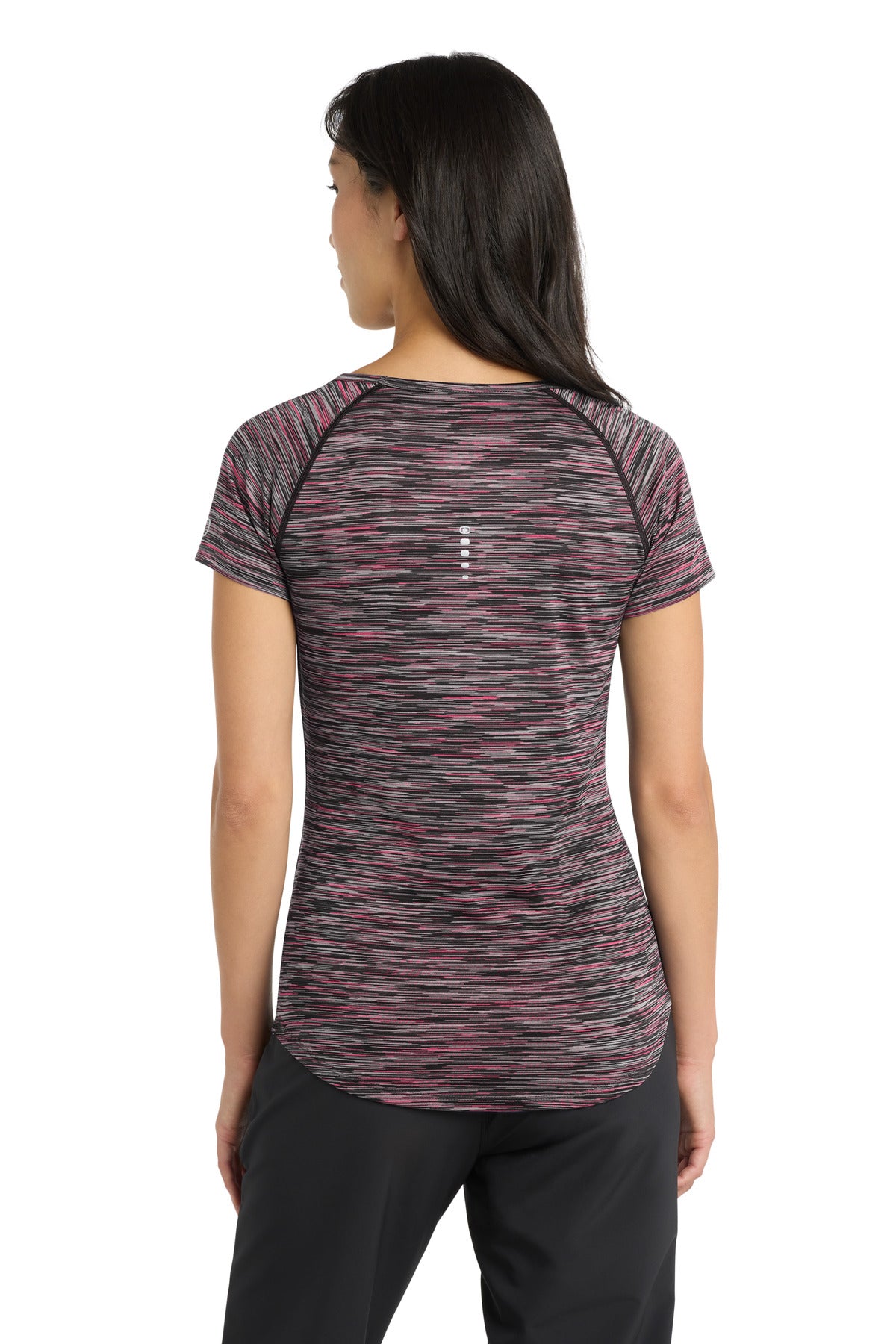 Custom Embroidered OGIO  Women's Verge Scoop Neck. LOE326,Fierce Coral Space Dye