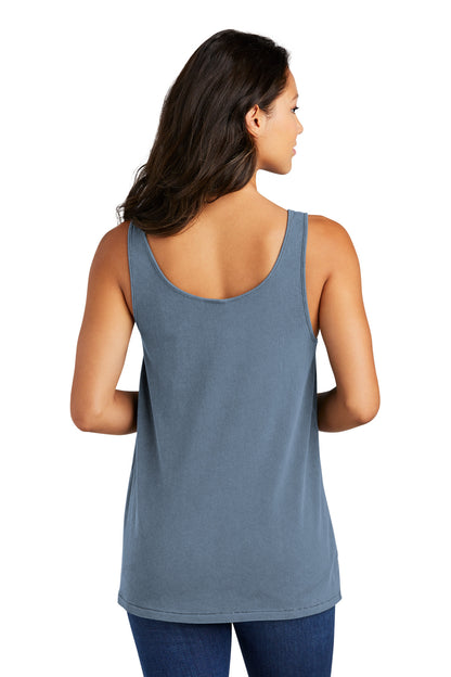 Custom Embroidered Port & Company Women's Beach Wash Garment-Dyed Tank LPC099TT,Faded Denim