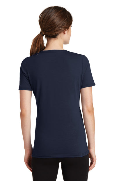 Custom Embroidered Port & Company Women's Performance Blend V-Neck Tee. LPC381V,Deep Navy