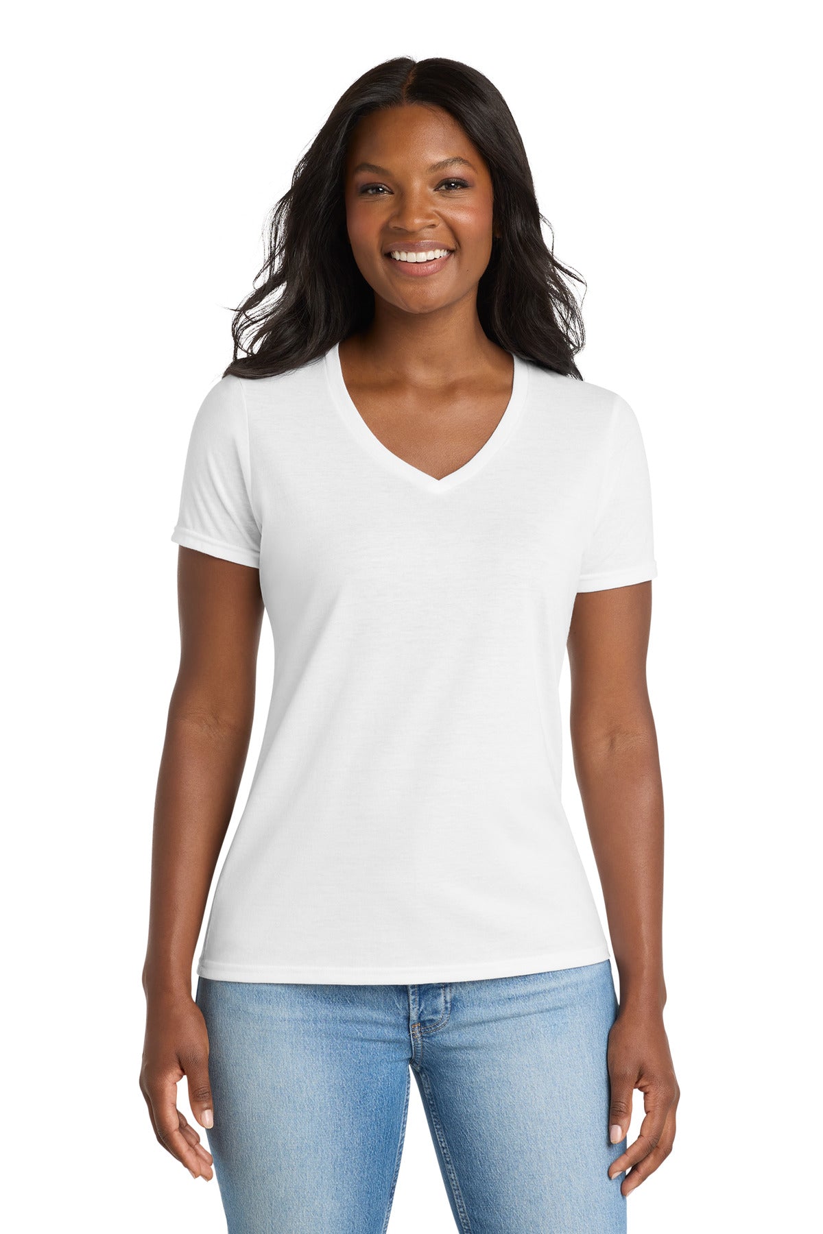 Port & Co   Women's Performance Blend V-Neck Tee. LPC381V