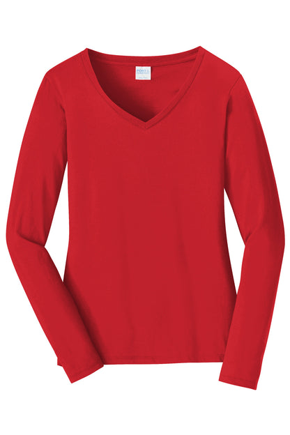 Port & Company Women's Long Sleeve Fan Favorite V-Neck Tee. LPC450VLS