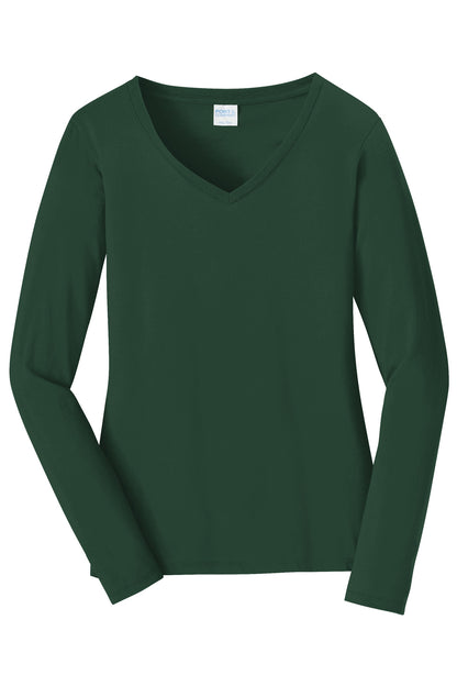 Port & Company Women's Long Sleeve Fan Favorite V-Neck Tee. LPC450VLS