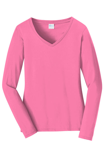 Port & Company Women's Long Sleeve Fan Favorite V-Neck Tee. LPC450VLS