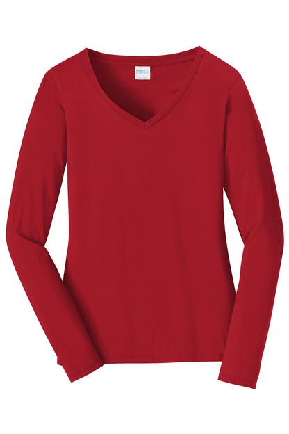 Port & Company Women's Long Sleeve Fan Favorite V-Neck Tee. LPC450VLS
