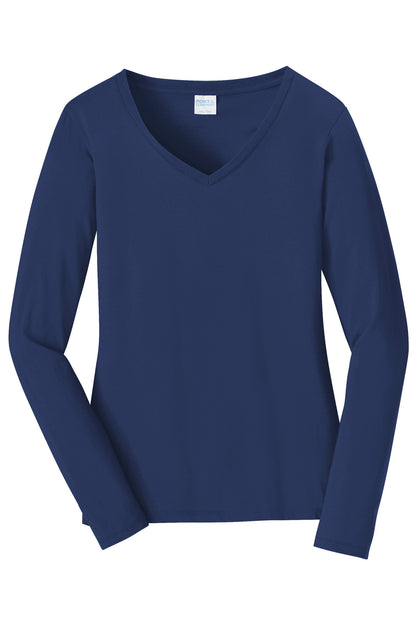 Port & Company Women's Long Sleeve Fan Favorite V-Neck Tee. LPC450VLS