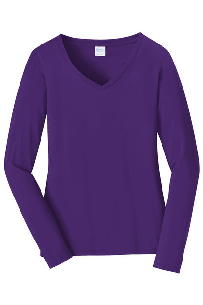 Port & Company Women's Long Sleeve Fan Favorite V-Neck Tee. LPC450VLS