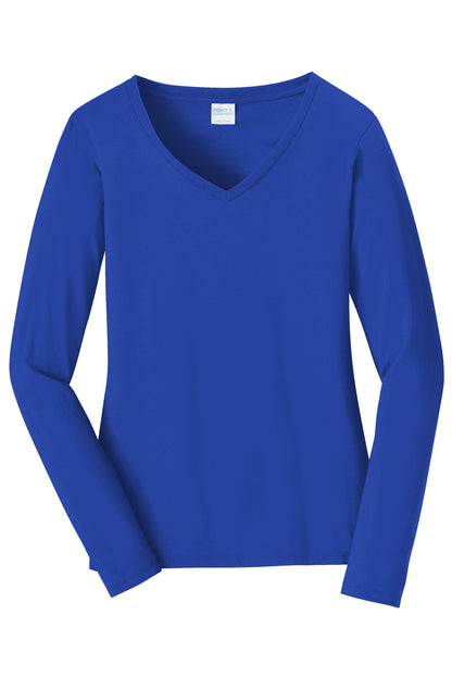 Port & Company Women's Long Sleeve Fan Favorite V-Neck Tee. LPC450VLS
