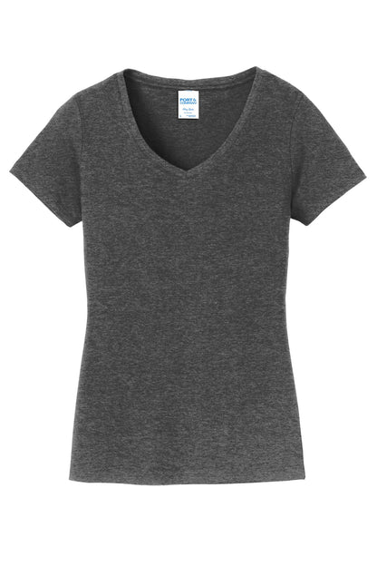 Port & Company Women's Fan Favorite V-Neck Tee. LPC450V Dark Heather Grey