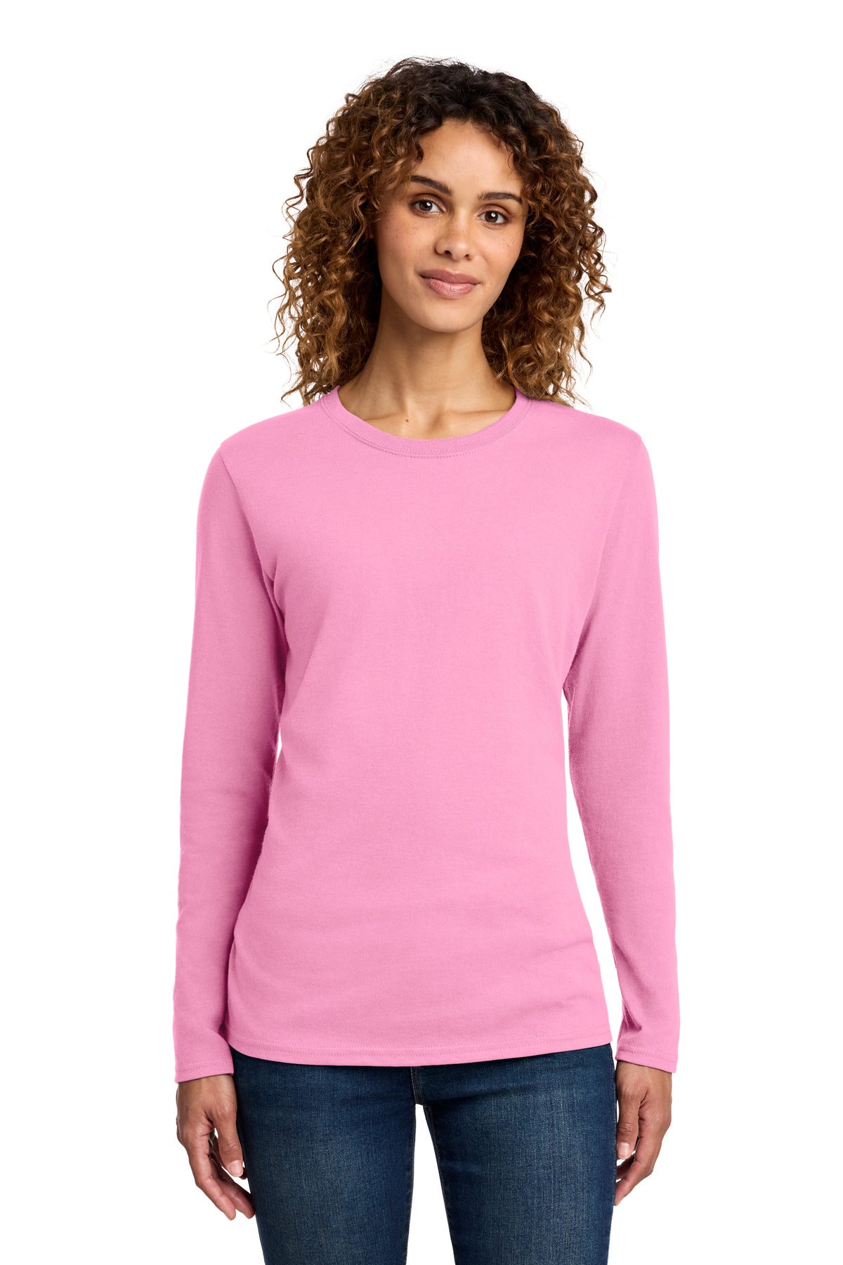 Custom Embroidered Port & Co T-Shirts  in Candy Pink