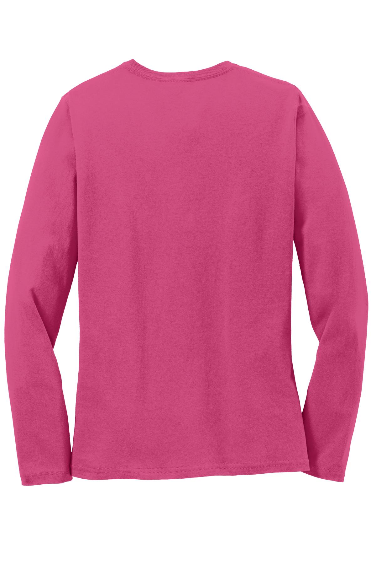 Port & Company Women's Long Sleeve Core Cotton Tee. LPC54LS Sangria