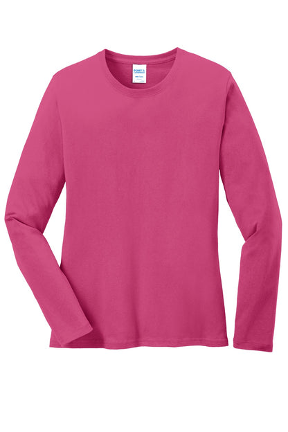 Port & Company Women's Long Sleeve Core Cotton Tee. LPC54LS Sangria