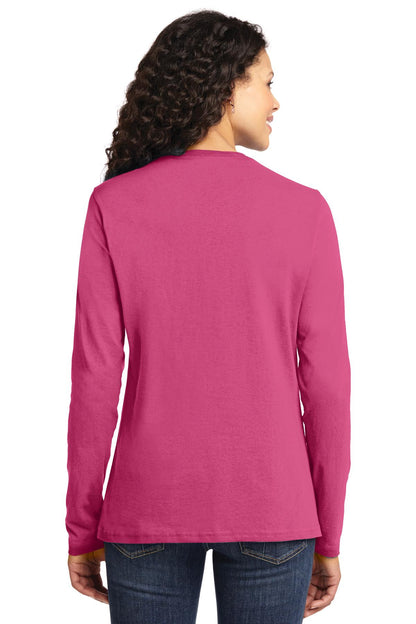 Custom Embroidered Port & Company Women's Long Sleeve Core Cotton Tee. LPC54LS,Sangria