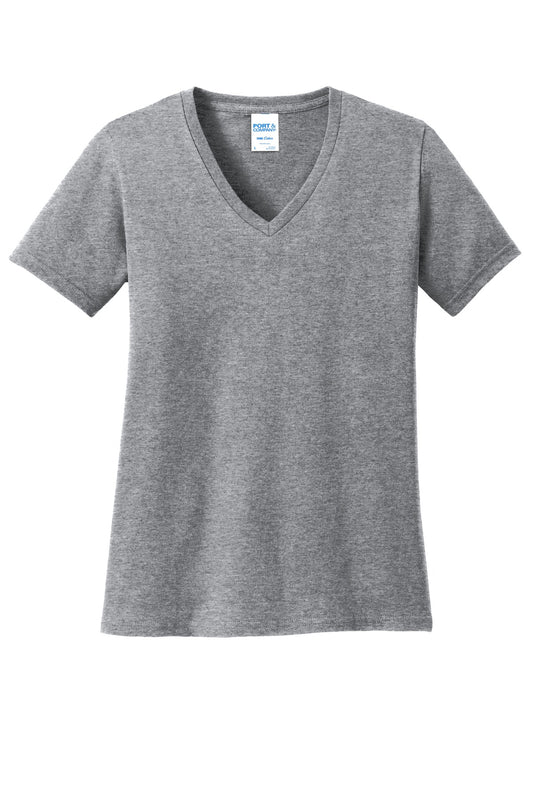 Port & Company Women's Core Cotton V-Neck Tee. LPC54V Athletic Heather