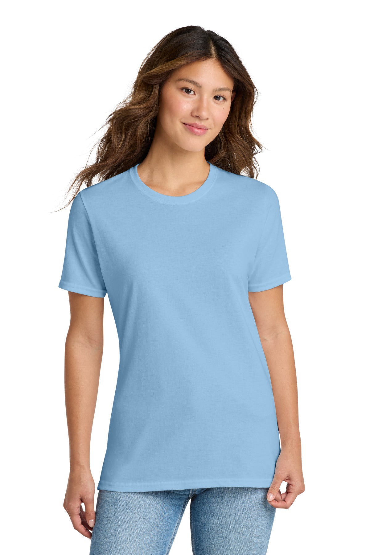 Custom Embroidered Port & Co T-Shirts  in Light Blue