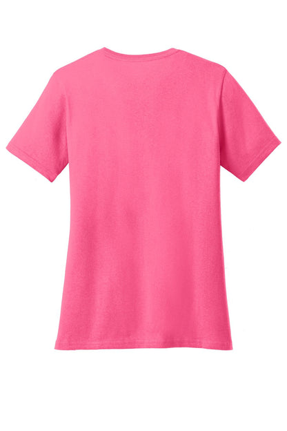 Custom Embroidered Port & Co T-Shirts  in Neon Pink